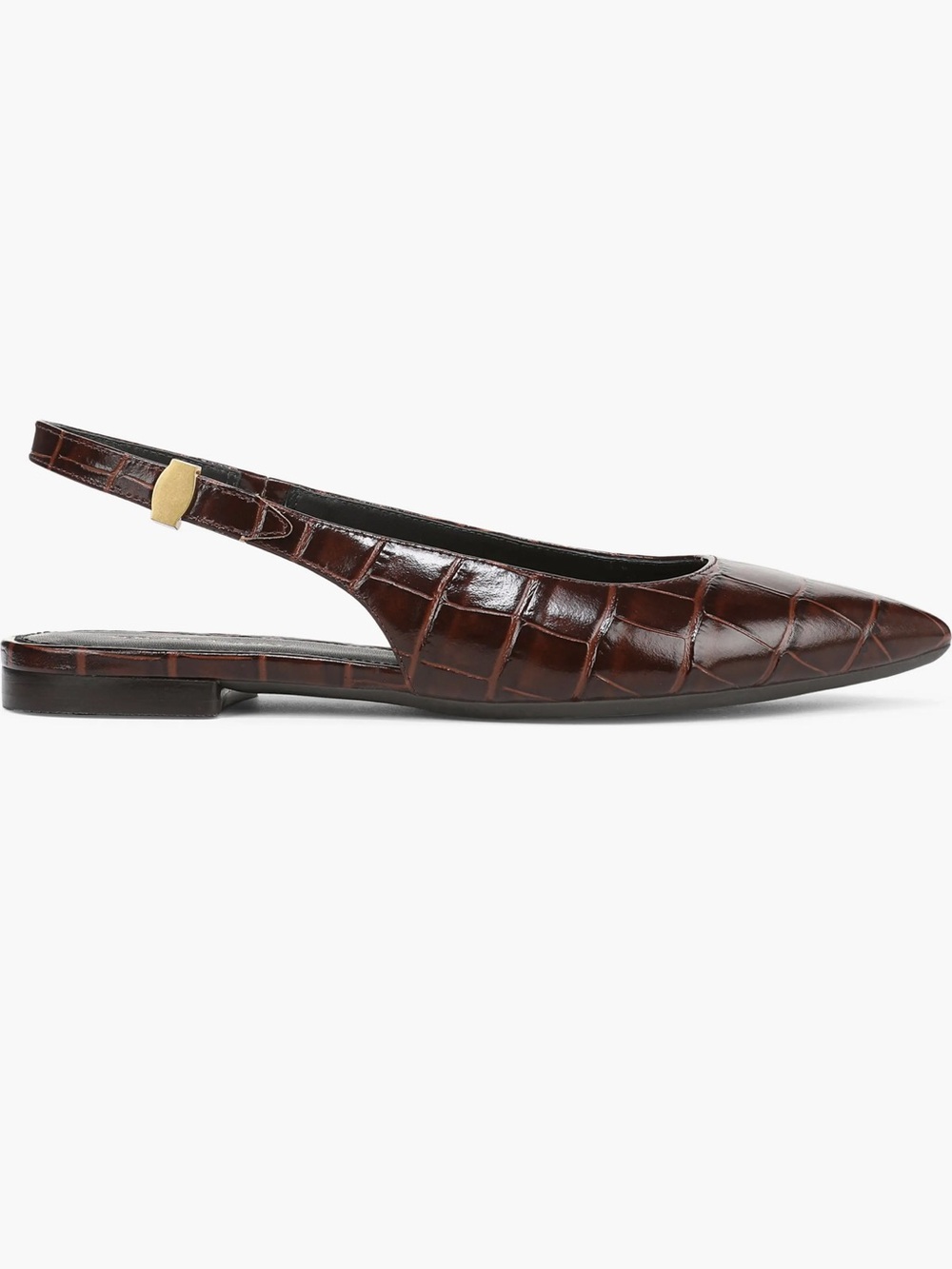 Veronica Beard Chocolate Croc-Embossed Pointed Slingback Flats 8 New $375 - Picture 3 of 12